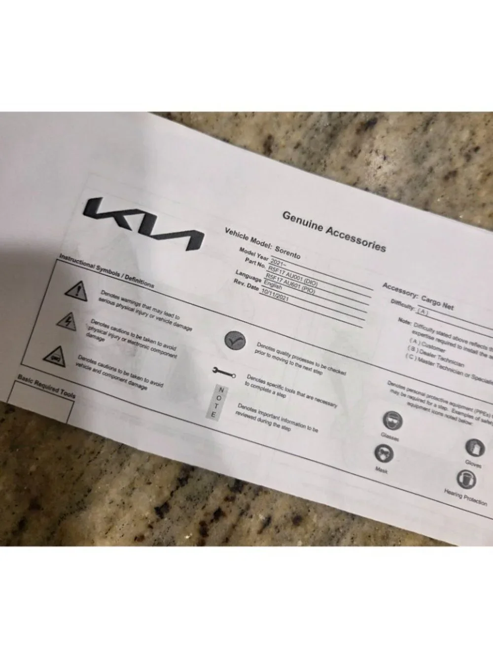 2021-2024 KIA SORENTO Genuine Kia Cargo Net R5F17 AU601 , R5F17-AU001 NEW